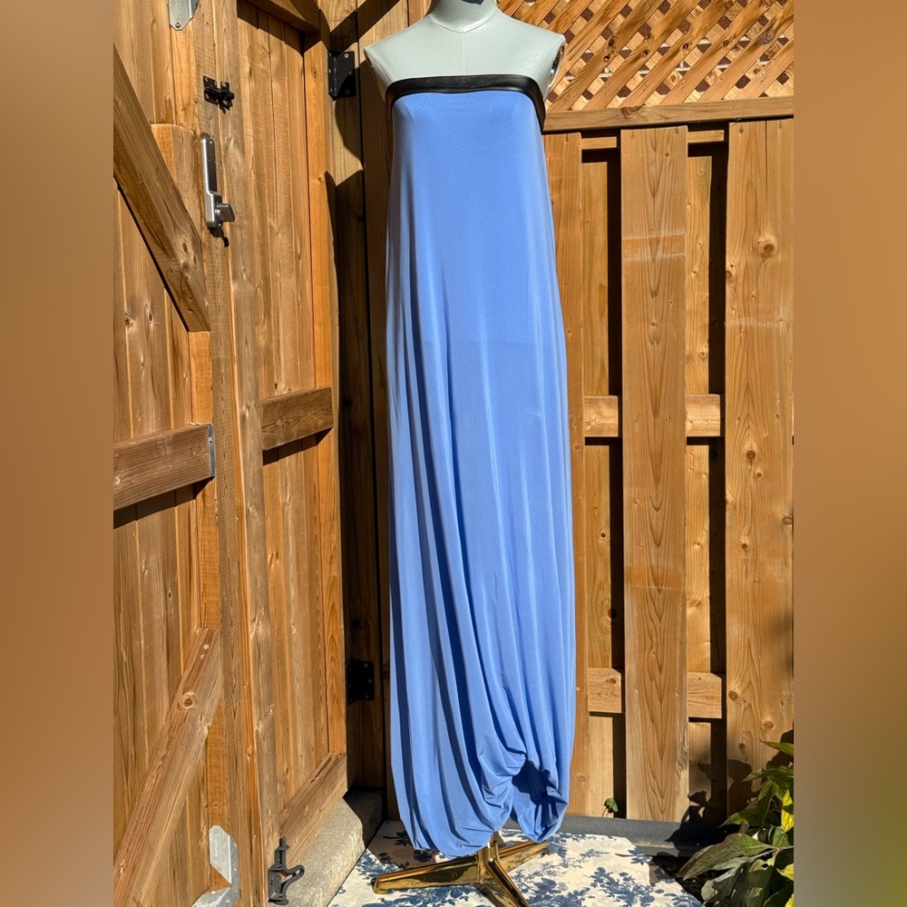 🆕 RAT & BOA 🧿 NWOT Antonie Blue Draped Maxi Dress with Leather Belt, Sz S / M - Picture 6 of 16